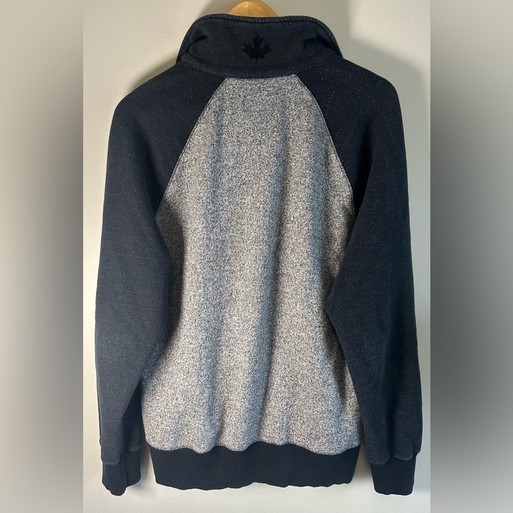 Roots Men's Black Grey 1/4 Zip Pullover Sweater Mens Size L Salt & Pepper Canada - Picture 8 of 11